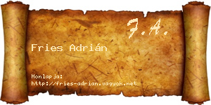 Fries Adrián névjegykártya